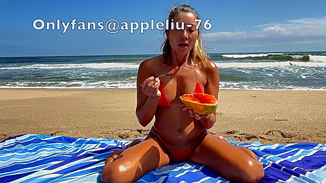 Cum feast at the beach with exotic fruit - Onlyfans @ Appleliu-76