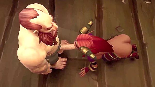 Dwarf enjoys with an Elf in a Warcraft spoof