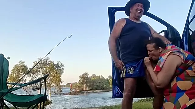 Bbw Milf Blows Him By The River