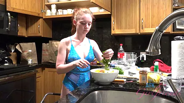 Athena Rayne cooks then makes you cum (POV Style)