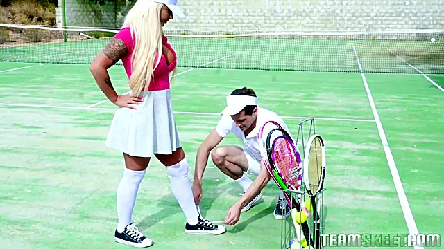 Rogue tennis ball produces an anal racket