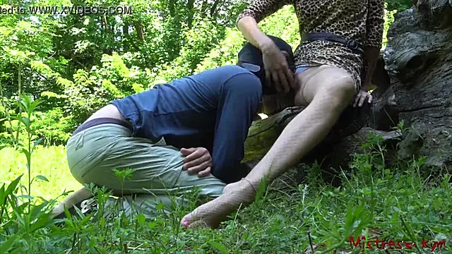 Female Domination bondage & discipline in a public park HD