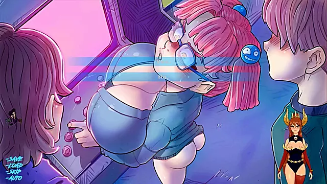 Cute girl with pigtails gets covered in cum in a hentai video game