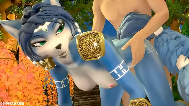 Animated 3d furry, krystal star fox, furry