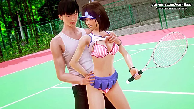 Petite teen caught having taboo sex with stepbrother and sister on the tennis court