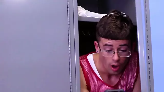 Tall curvy coach gets fucked by young student in locker room