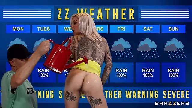 Crazy weather report with gorgeous MILF Karma RX