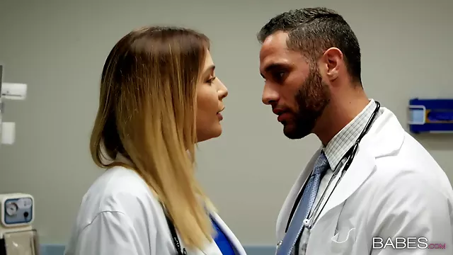 Buxom nurse Blair Williams blowjobs and fucks handsome doctor