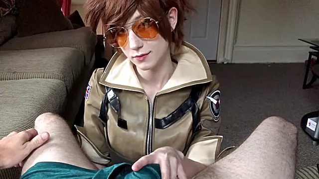 Tracer from Overwatch enjoys edging a throbbing cock until she receives an oral creampie!